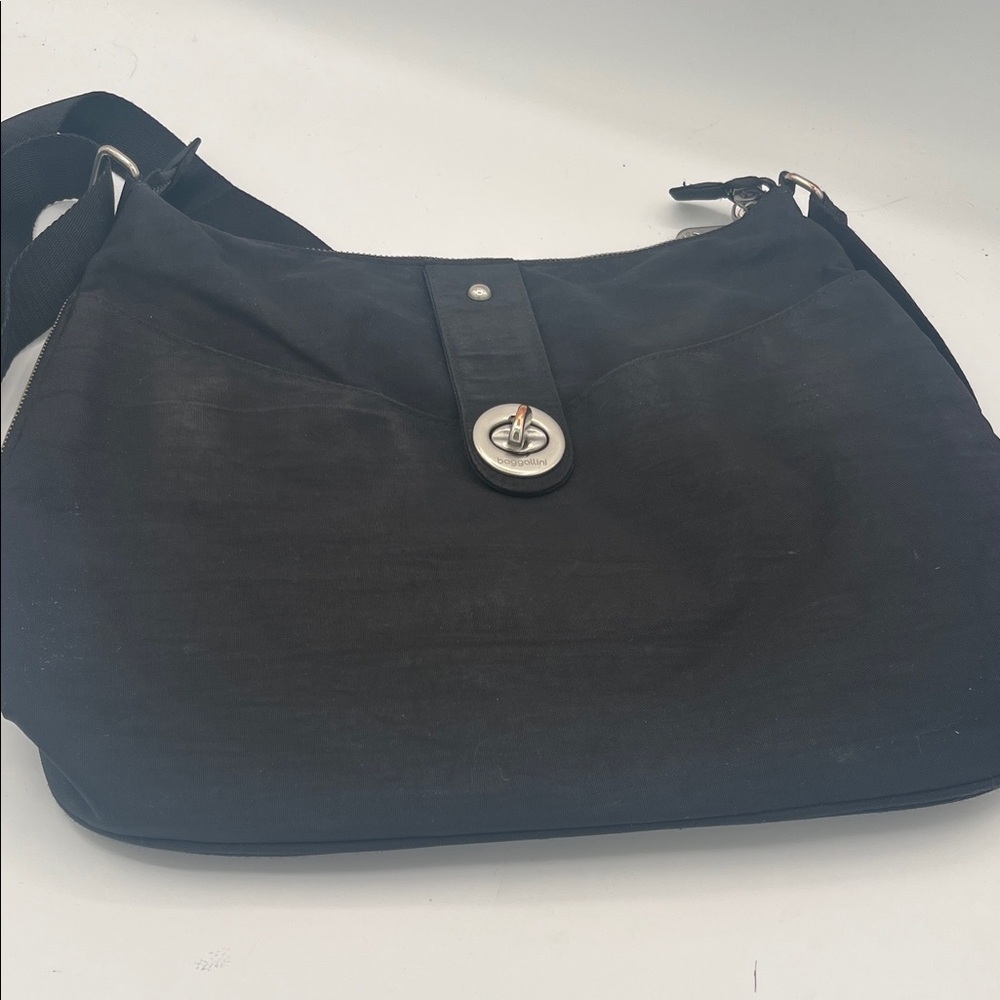 Baggallini Black Shoulder Bag with Silver Accent